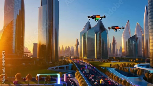 Immersive Glimpse into a Futuristic Smart City of Tomorrow photo