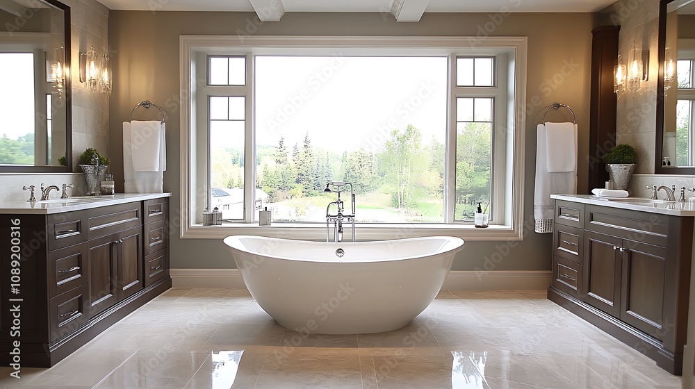 Luxurious bathroom design modern home interior space serene view Luxurious bathroom design modern home interior space serene view