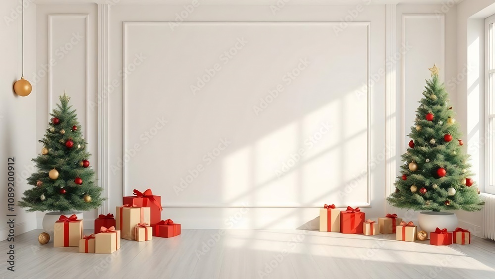 Christmas Tree and Gifts in a White Room Christmas Tree and Gifts in a White Room