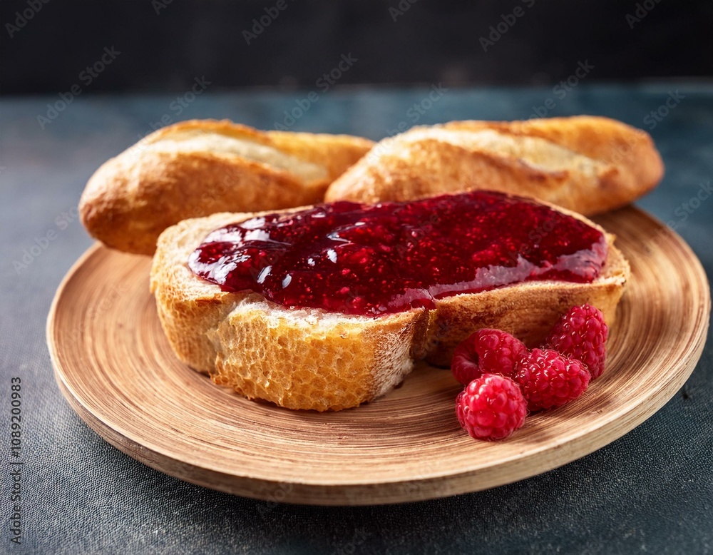 enjoy warm french bread topped with delicious raspberry jam for a perfect snack enjoy warm french bread topped with delicious raspberry jam for a perfect snack