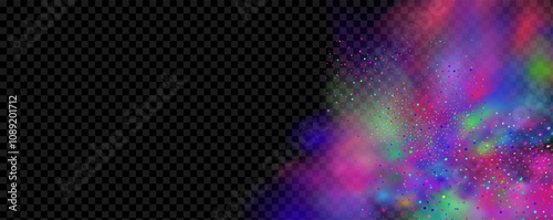 Background of an explosion of colorful smoke clouds.Multicolor fog with blue and yellow particles.Explosions of color powder.