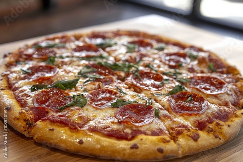 Delicious Pizza on Table Close Up