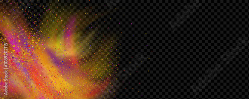 Background of an explosion of colorful smoke clouds.Multicolor fog with blue and yellow particles.Explosions of color powder.