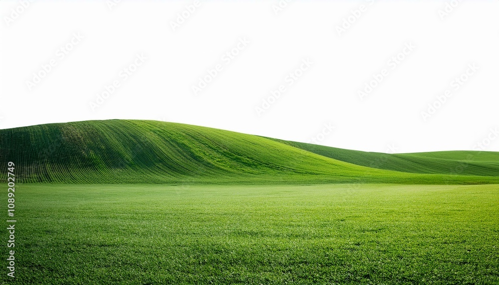 Obraz premium green grassland landscape isolated on white or transparent 