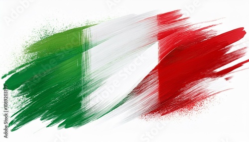 italy flag color brush stroke isolated on white or transparent 