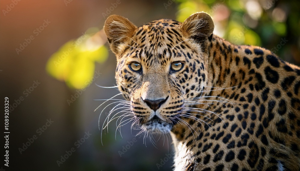 Fototapeta premium leopard striking pose for camera ideal for wildlife publications nature blogs or educational materials centered on big cats and wildlife conservation generative ai