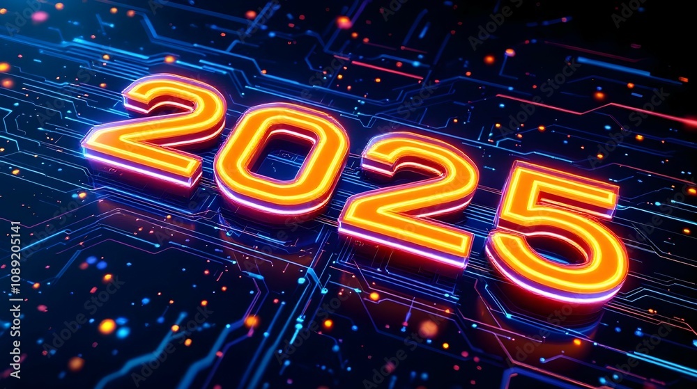 Neon 2025 Futuristic Digital Circuit Design