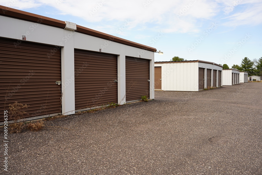 White and Brown storage units holding the owner's property. White and Brown storage units holding the owner's property.