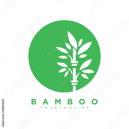 Bamboo and leaf logo design with creative idea
