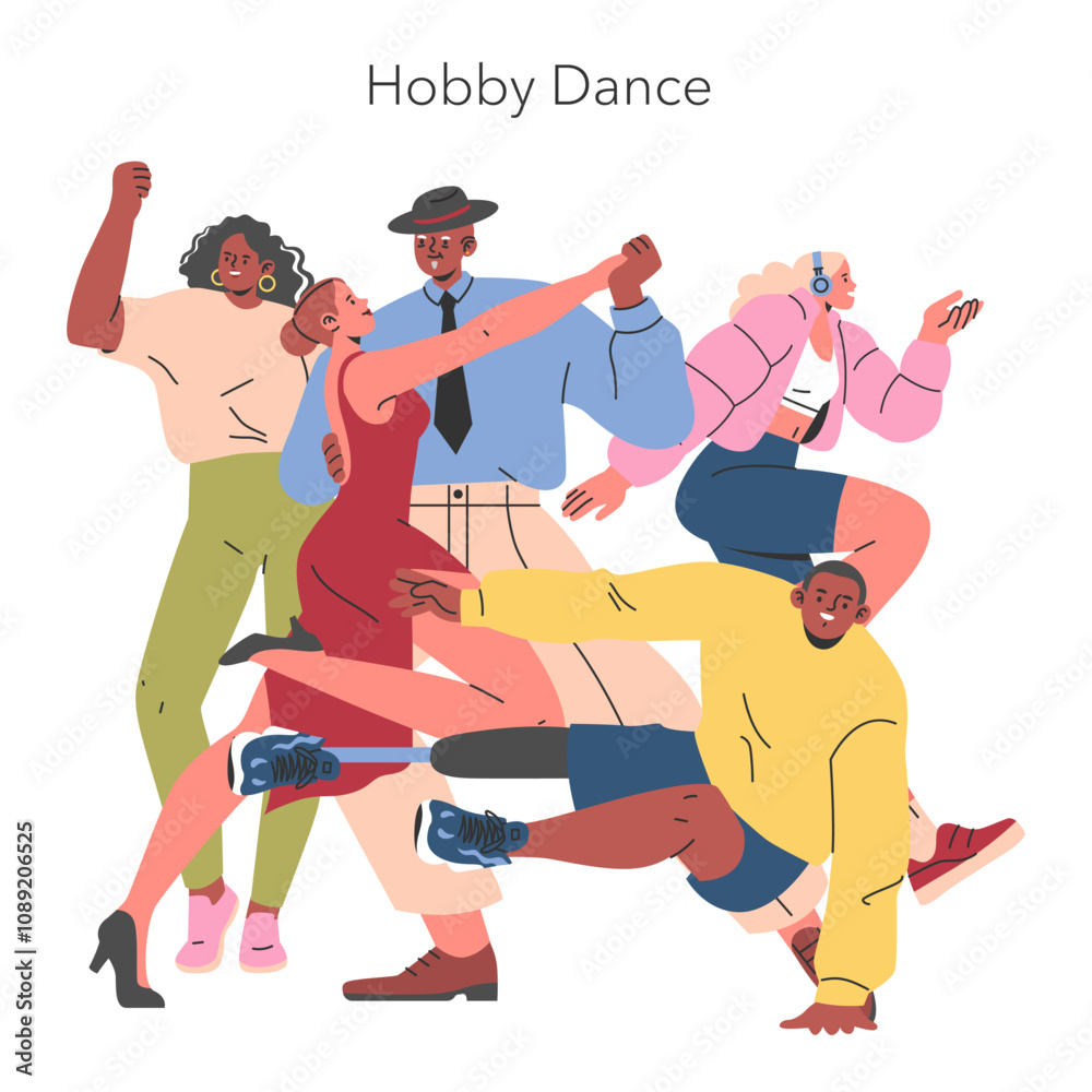 Fototapeta premium Hobby Dance. Flat Vector Illustration