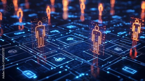 Futuristic AI Powered Recruitment Algorithm Sorting Through Job Applications with Precision