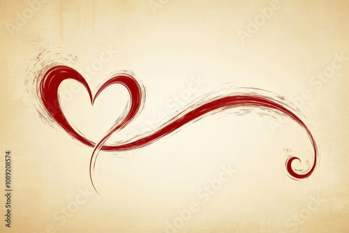 Minimalistic Red Line Heart Illustration for Invitations