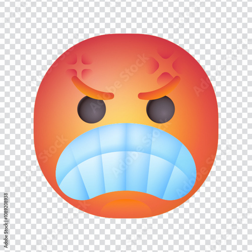  Bold and expressive vector icon of an angry facial expression, conveying intense emotion such as rage, irritation, or frustration. Ideal for use in emotional expression packs, chat stickers, mental h