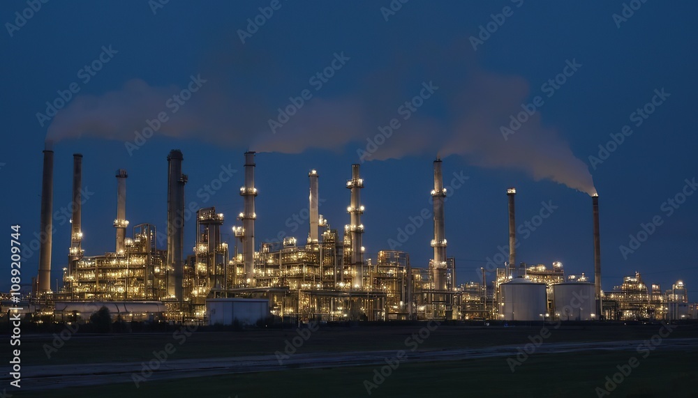 Oil and gas refinery at twilight with reflection factory petrochemical plant 31 Oil and gas refinery at twilight with reflection factory petrochemical plant 31