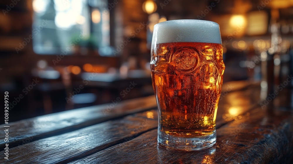 Refreshing Beer Served on Rustic Wooden Table Refreshing Beer Served on Rustic Wooden Table