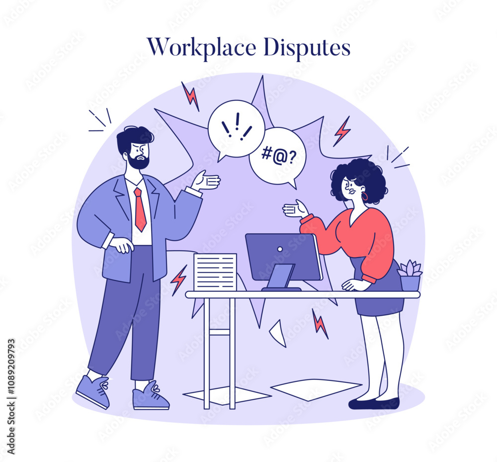 Workplace Disputes. Flat Vector Illustration Workplace Disputes. Flat Vector Illustration