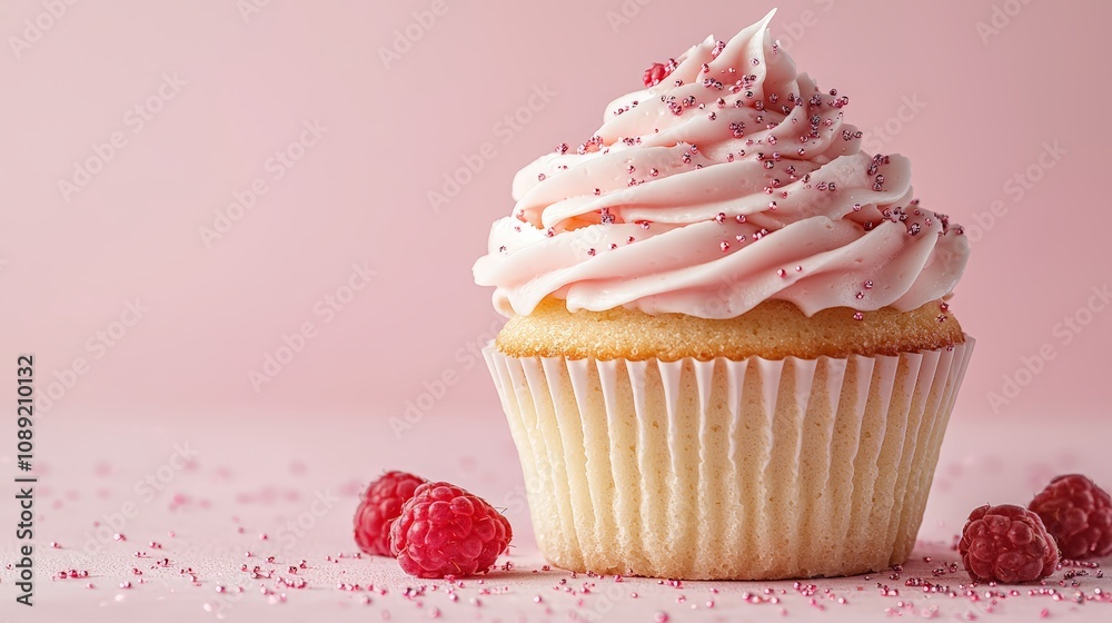 Cupcake Close-Up with Frosting and Edible Glitter Cupcake Close-Up with Frosting and Edible Glitter