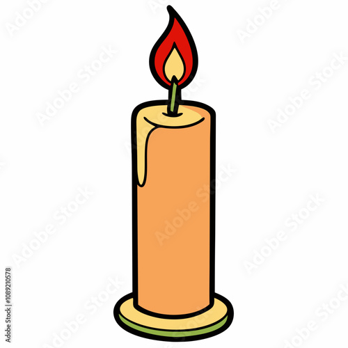 Christmas candle design with flame and dripping wax detail