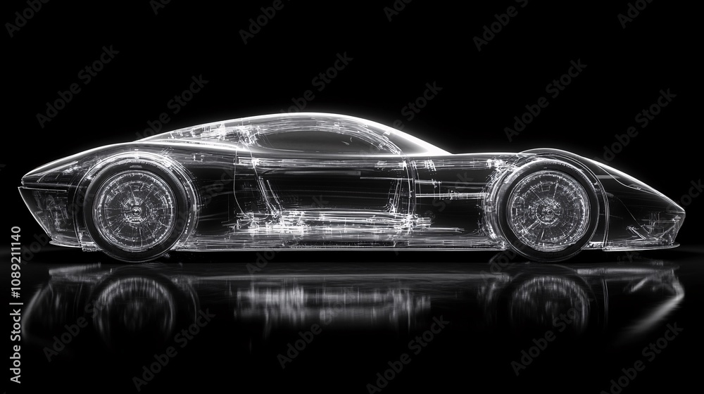 Realistic Supercar Xray, isolated background Realistic Supercar Xray, isolated background