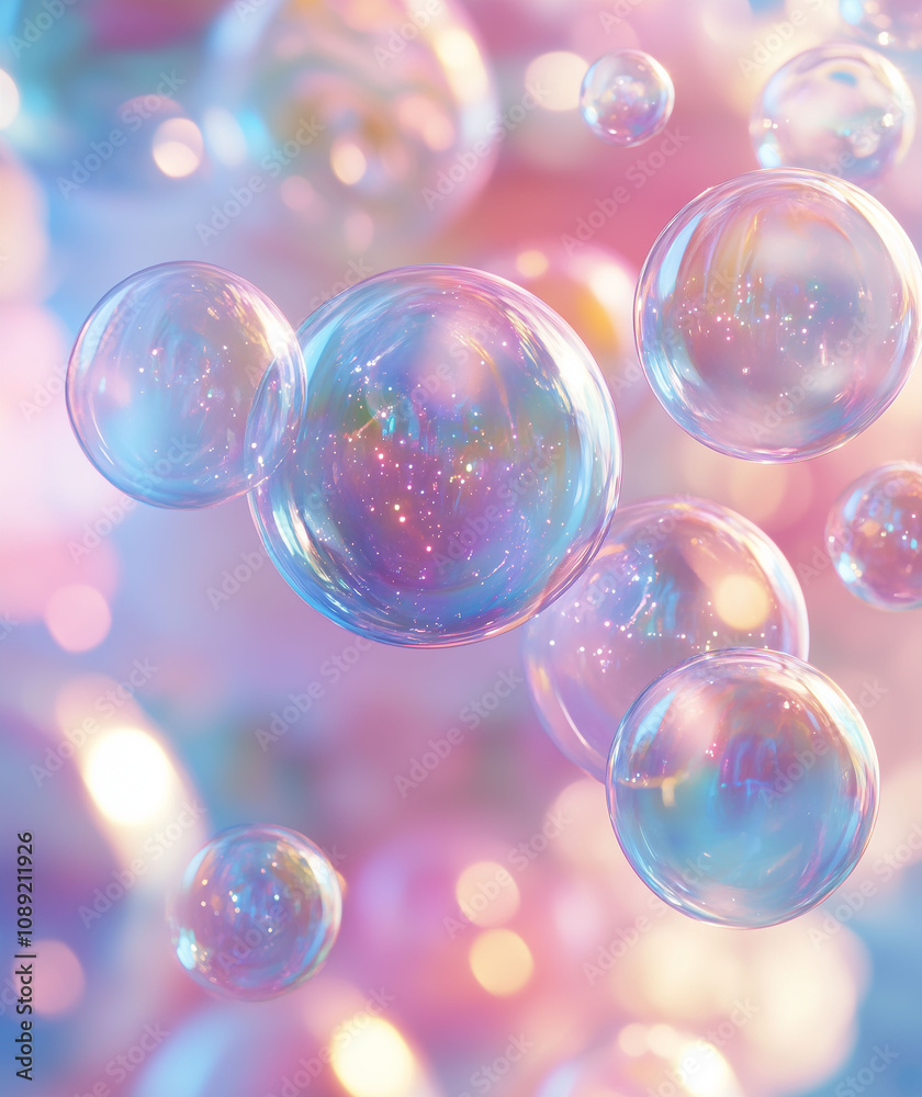 Whimsical Soap Bubble Fantasy: Soft Pink and Purple Pastel Dreamscape