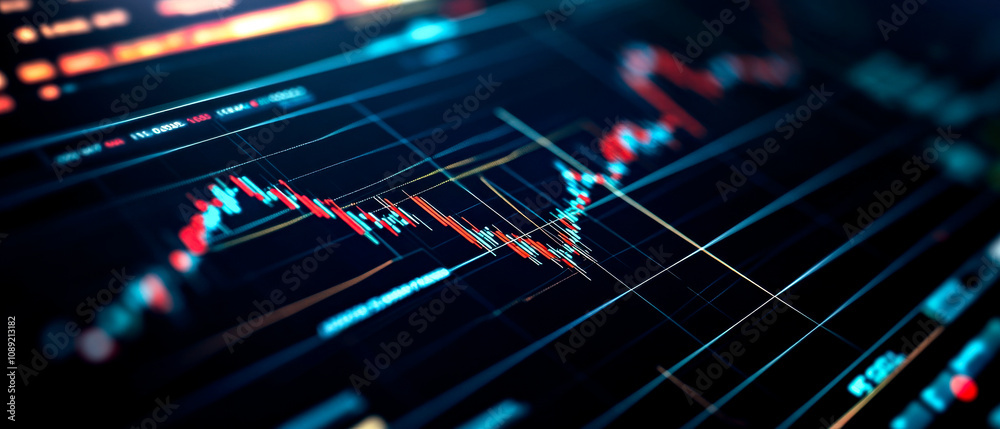 A digital graph displaying fluctuating stock prices with vibrant colors, representing market trends and analytics. A digital graph displaying fluctuating stock prices with vibrant colors, representing market trends and analytics.