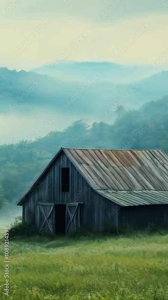 Vast American Field Landscape with Old Wooden Barn under Dramatic Sky new beautiful stock video footage animation AI Vast American Field Landscape with Old Wooden Barn under Dramatic Sky new beautiful stock video footage animation AI