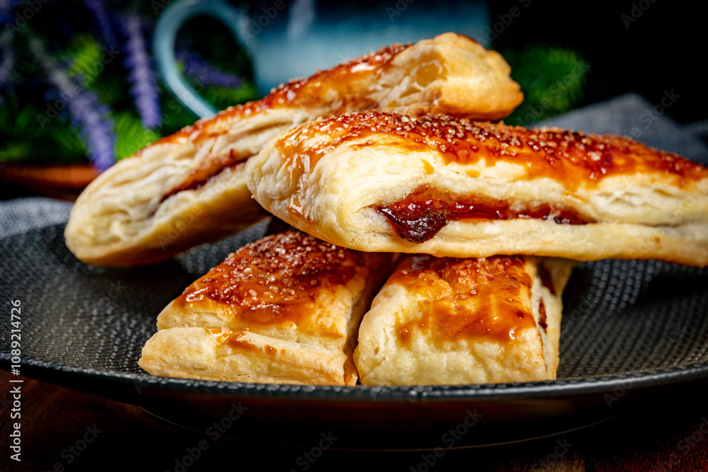 Puff pastry cookies with jam. Puff pastry cookies with jam.