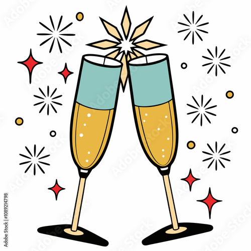 Celebrate New Year's Eve with Toasting Champagne Flutes