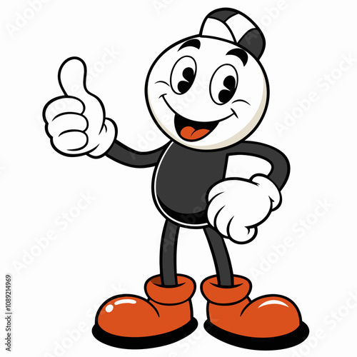 Fun figure giving a thumbs up and smiling with cheerful expression