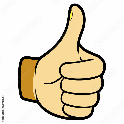 Hand showing thumbs up in a simple outline style