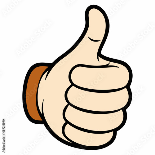 Hand giving a thumbs up gesture on a white background