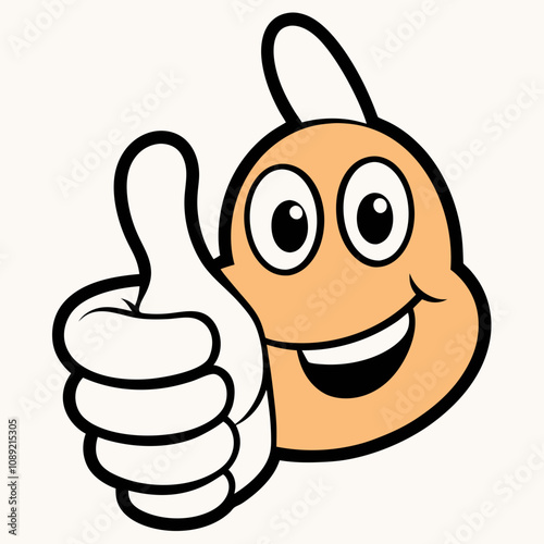 Positive gesture of approval with a smiling thumb's up icon