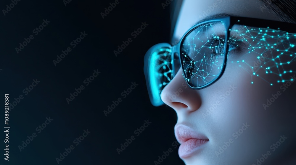 Young astronomer dream, girl with glasses explores the constellations Young astronomer dream, girl with glasses explores the constellations