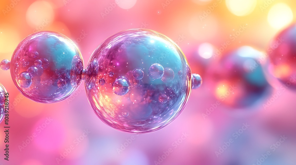 Abstract colorful spheres, glossy, reflective, vibrant, connected. Abstract colorful spheres, glossy, reflective, vibrant, connected.