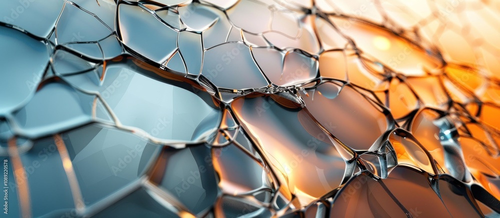 Abstract Glass Structure with Orange and Blue Hues Abstract Glass Structure with Orange and Blue Hues