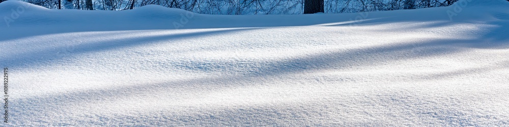 Obraz premium Snow-covered landscape casting blue shadows.