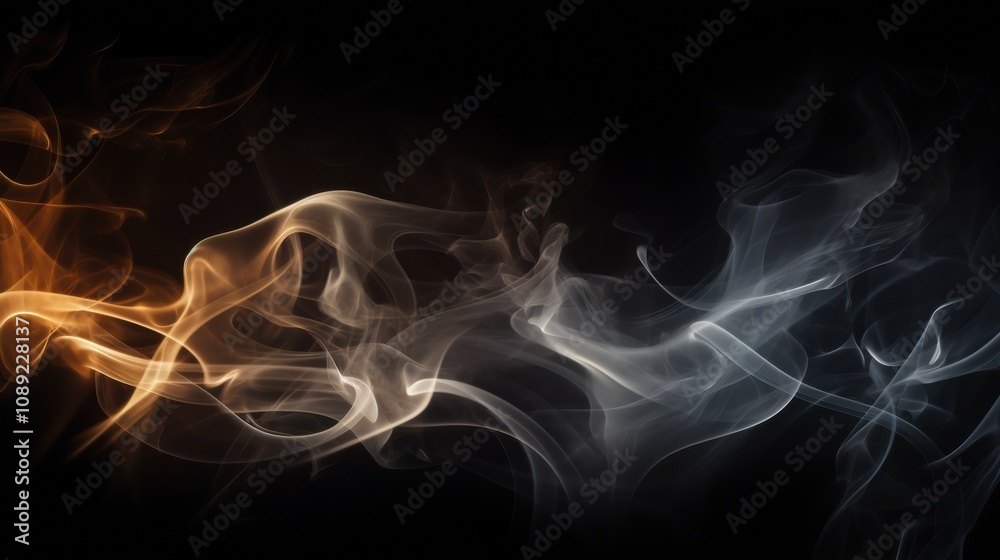 Obraz premium photograph of Light splashes blurry smoke on a dark background.