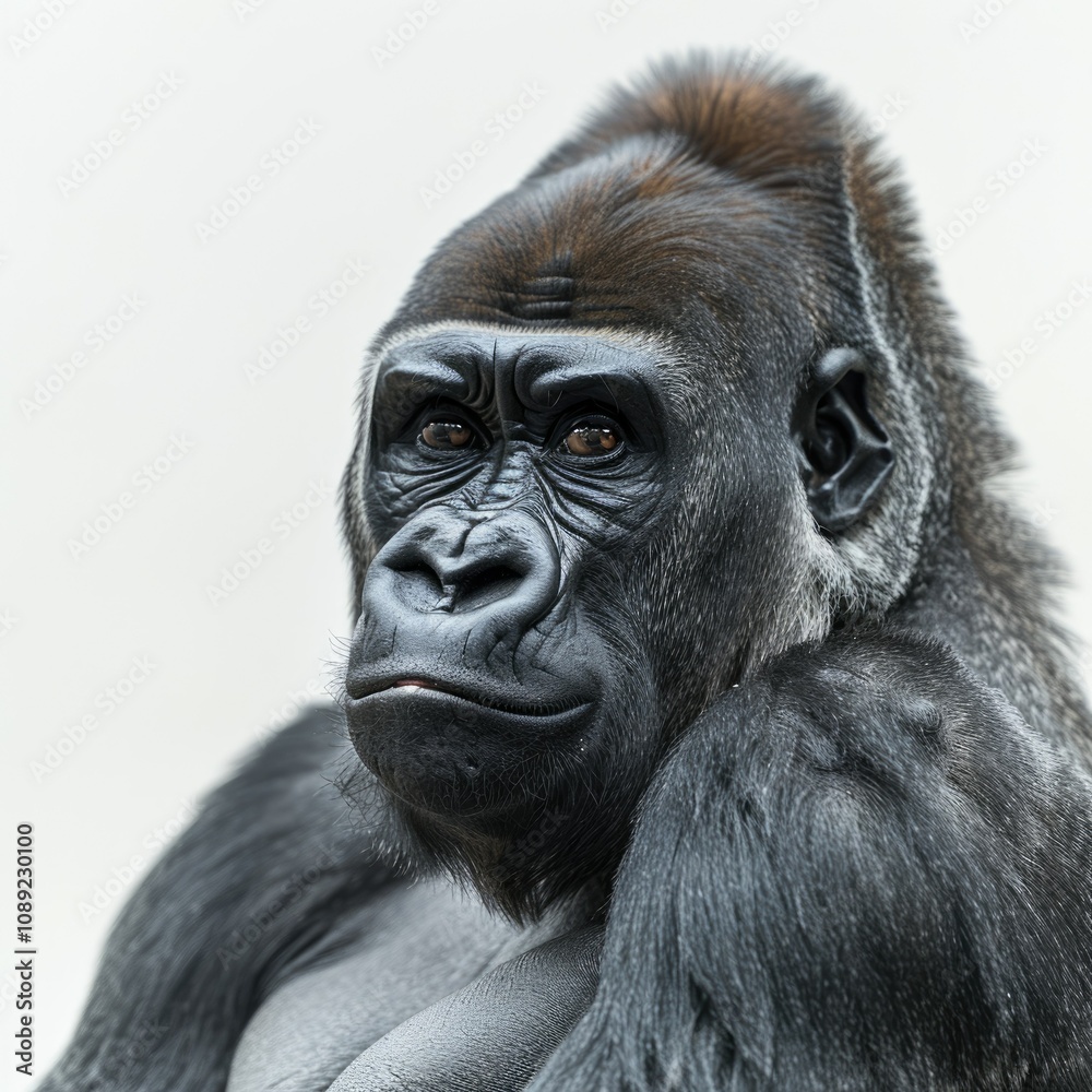 Isolated Cross River black gorilla on white background. Isolated Cross River black gorilla on white background.