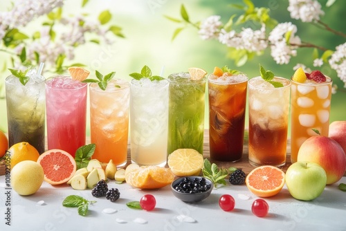 Refreshing Summer Fruit Iced Drinks Assortment