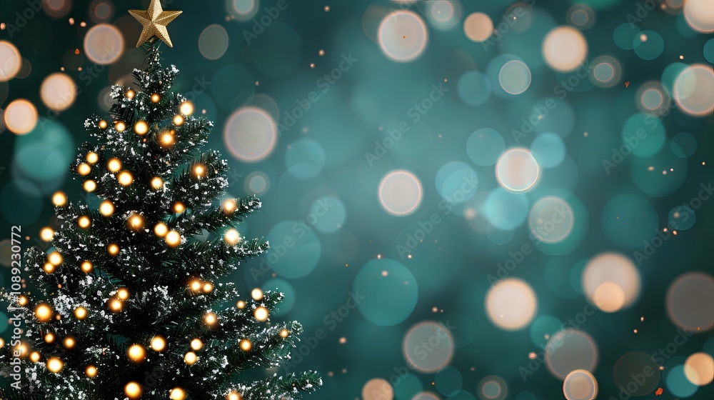 Christmas tree adorned with lights and a star. Christmas tree adorned with lights and a star.