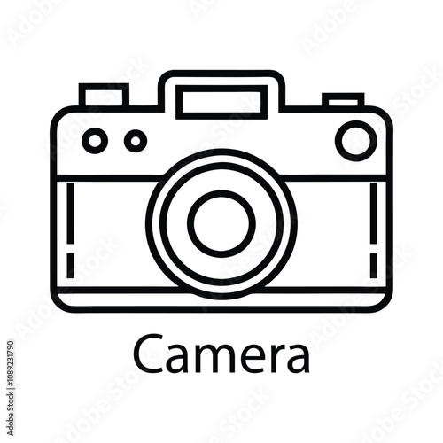 Sketchy Style Camera Icon Vector Illustration in Silhouette Design. photo