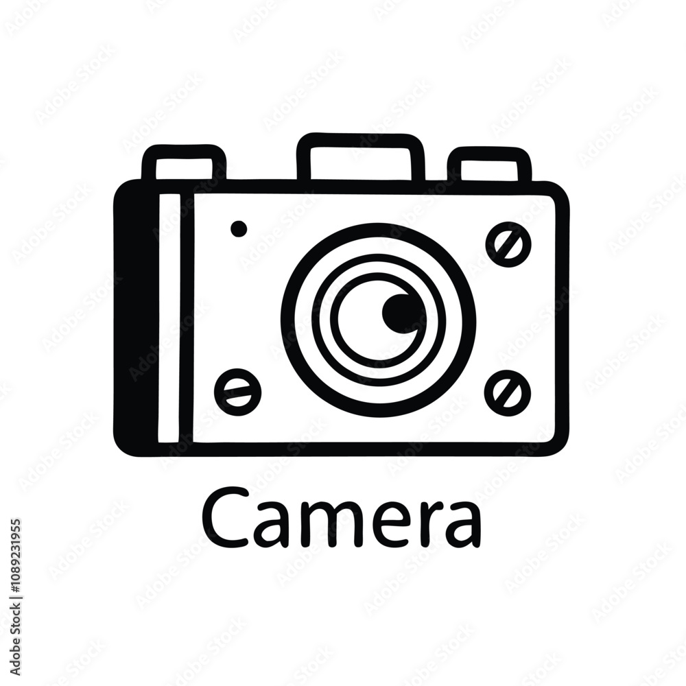 Sketchy Style Camera Icon Vector Illustration in Silhouette Design. Sketchy Style Camera Icon Vector Illustration in Silhouette Design.