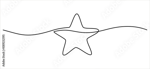 Star continuous one line icon drawing. Star single line vector illustration in doodle style. Premium quality contour linear sign design concept