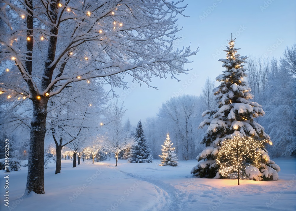 happy new year greeting text with snowman and hanging xmas pine tree elements in paper cut decoration