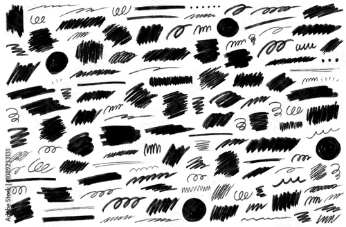デザインのワンポイントになる落書きブラックブラシセット