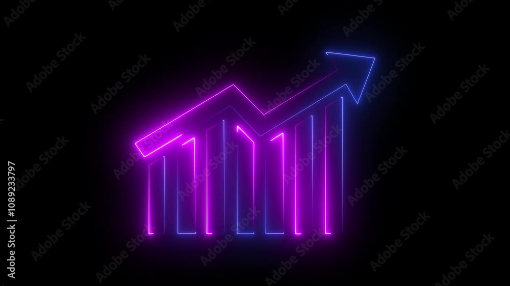 Neon Business Graph Chart Icon Animation black background. Abstract neon line business graph animation. growing business concept. new idea business graph chart icon. Neon Business Graph Chart Icon Animation black background. Abstract neon line business graph animation. growing business concept. new idea business graph chart icon.