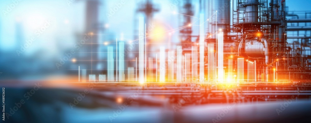 Economic Utilization. A vibrant industrial landscape showcasing energy infrastructure, featuring illuminated pipelines and structures against a blurred backdrop. Economic Utilization. A vibrant industrial landscape showcasing energy infrastructure, featuring illuminated pipelines and structures against a blurred backdrop.