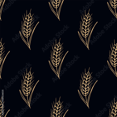 Seamless pattern with wheat doodle for decorative print, wrapping paper, greeting cards, wallpaper and fabric