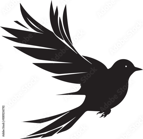 This bird silhouette art design elegantly captures the grace and freedom of avian life photo