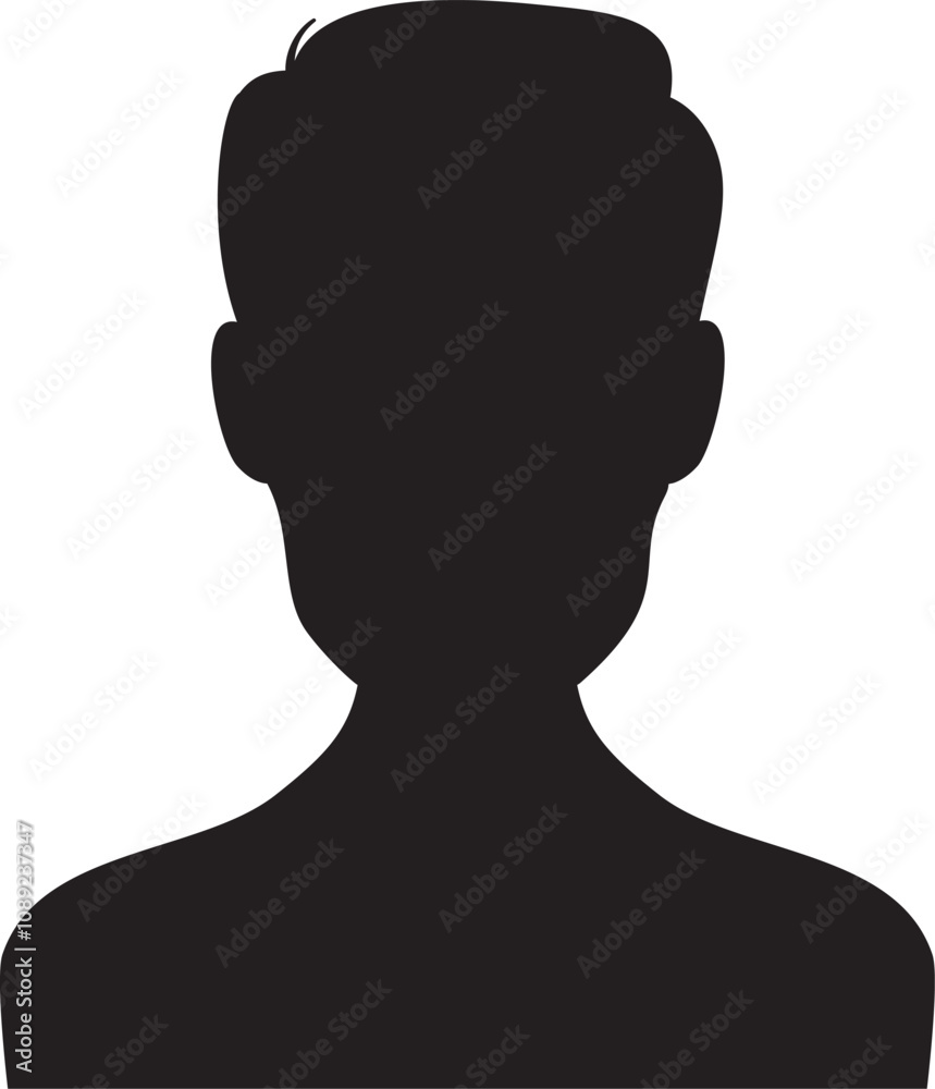 Silhouette of a person facing forward symbolizing privacy and mystery against a white background, conveying secrecy and data protection Silhouette of a person facing forward symbolizing privacy and mystery against a white background, conveying secrecy and data protection